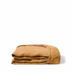 200 LINTEX Draps-housse-Drap-housse en lin lavé - Jaune Asahi