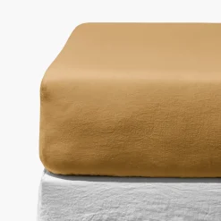 200 LINTEX Draps-housse-Drap-housse en lin lavé - Jaune Asahi