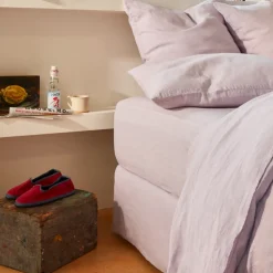 200 LINTEX Draps-housse-Drap-housse en lin lavé - Parme Fuji Iro