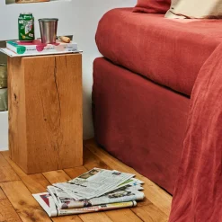 200 LINTEX Draps-housse-Drap-housse en lin lavé - Rouge Urushi