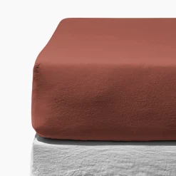 200 LINTEX Draps-housse-Drap-housse en lin lavé - Rouge Urushi