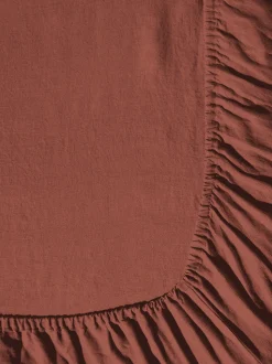 200 LINTEX Draps-housse-Drap-housse en lin lavé - Rouge Urushi