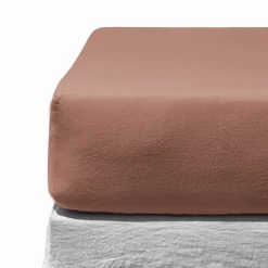 200 LINTEX Draps-housse-Drap-housse en lin lavé - Rose Argile