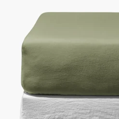 200 LINTEX Maison De Campagne|Draps-housse-Drap-housse en lin lavé - Vert Komorebi