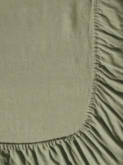 200 LINTEX Maison De Campagne|Draps-housse-Drap-housse en lin lavé - Vert Komorebi