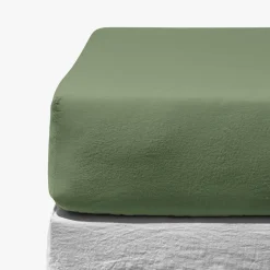 200 LINTEX Draps-housse-Drap-housse en lin lavé - Vert d'Anduze