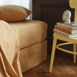 1700 COTEX Draps Housse-Drap-housse en percale de coton - Brun Sarrasin