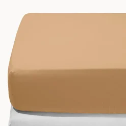 1700 COTEX Draps Housse-Drap-housse en percale de coton - Brun Sarrasin