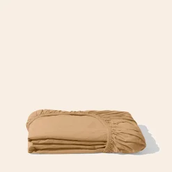 1700 COTEX Draps Housse-Drap-housse en percale de coton - Brun Sarrasin