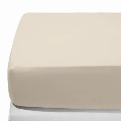 1700 COTEX Draps Housse-Drap-housse en percale de coton - Beige Dune