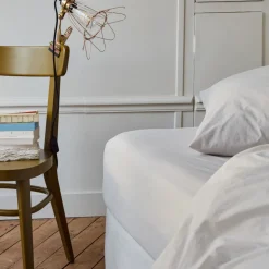 1700 COTEX Draps Housse-Drap-housse en percale de coton - Gris Pavot