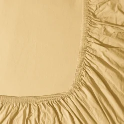 1700 COTEX Draps Housse-Drap-housse en percale de coton - Jaune Orge