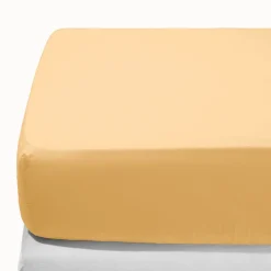 1700 COTEX Draps Housse-Drap-housse en percale de coton - Jaune Orge