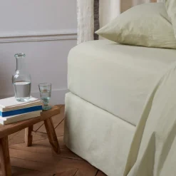 1700 COTEX Draps Housse-Drap-housse en percale de coton - Vert Sauge