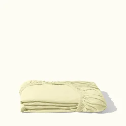 1700 COTEX Draps Housse-Drap-housse en percale de coton - Jaune Yuzu