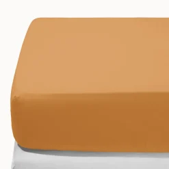 1700 COTEX Draps Housse-Drap-housse en percale de coton - Jaune Safran