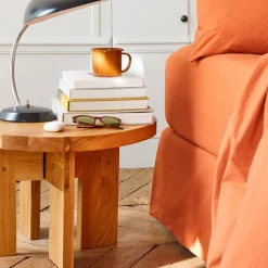 1700 COTEX Draps Housse-Drap-housse en percale de coton - Rouge Ocre