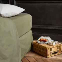 1700 COTEX Draps Housse-Drap-housse en percale de coton - Vert Camouflage