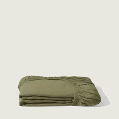 1700 COTEX Draps Housse-Drap-housse en percale de coton - Vert Camouflage