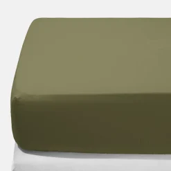 1700 COTEX Draps Housse-Drap-housse en percale de coton - Vert Camouflage