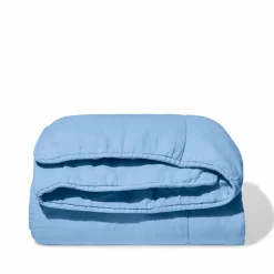 1700 COTEX Édredons-Édredon en 100% lin lavé - Bleu Tyrrhénien