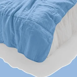 1700 COTEX Édredons-Édredon en 100% lin lavé - Bleu Tyrrhénien