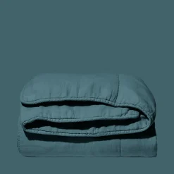1700 COTEX Édredons-Édredon en 100% lin lavé - Bleu Pétrole