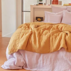 1700 COTEX Édredons-Édredon en 100% lin lavé - Jaune Asahi