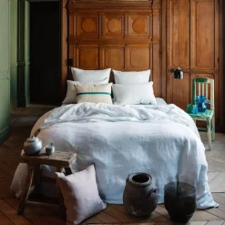 1700 COTEX Édredons-Édredon en 100% lin lavé - Rayures Gris Vésuve