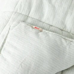 1700 COTEX Édredons-Édredon en 100% lin lavé - Rayures Gris Vésuve