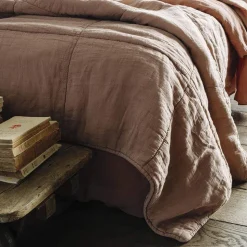 1700 COTEX Édredons-Édredon en 100% lin lavé - Rose Argile
