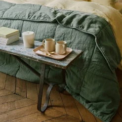 1700 COTEX Édredons-Édredon en 100% lin lavé - Vert d'Anduze