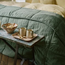 1700 COTEX Édredons-Édredon en 100% lin lavé - Vert d'Anduze