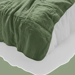 1700 COTEX Édredons-Édredon en 100% lin lavé - Vert d'Anduze