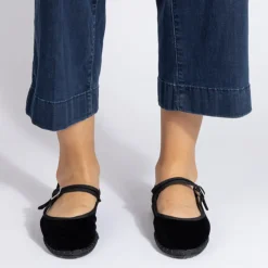 Femme Drogheria Crivellini Ballerines-- Ballerines Jane Velvelt à attache - Noir