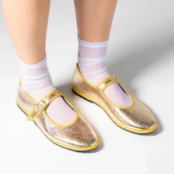Femme Drogheria Crivellini Ballerines-- Ballerines Jane à attache - Doré