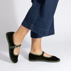 Femme Drogheria Crivellini Ballerines-- Ballerines Jane Velvelt à attache - Olive
