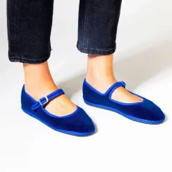 Femme Drogheria Crivellini Ballerines-- Ballerines Jane Velvelt à attache - Bleu