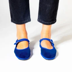 Femme Drogheria Crivellini Ballerines-- Ballerines Jane Velvelt à attache - Bleu