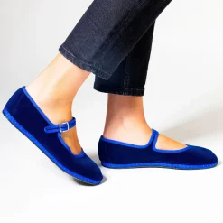 Femme Drogheria Crivellini Ballerines-- Ballerines Jane Velvelt à attache - Bleu