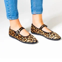 Femme Drogheria Crivellini Ballerines-- Ballerines Jane à attache - Leopard