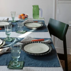 200 LINTEX Dessous De Verre|Dessous De Verre En Lin-Ensemble de 6 dessous de verre en lin lavé - Vert d'Anduze