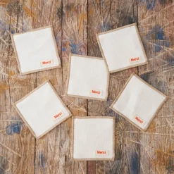 200 LINTEX Dessous De Verre|Dessous De Verre En Lin-Ensemble de 6 dessous de verre en lin lavé - Blanc Gres