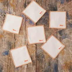 200 LINTEX Dessous De Verre|Dessous De Verre En Lin-Ensemble de 6 dessous de verre en lin lavé - Blanc de Ceruse