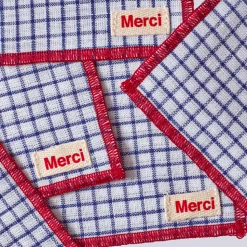 200 LINTEX L'esprit Merci|Ustensiles-Ensemble de 6 dessous de verre en lin lavé - Carreaux Bleu Shibori