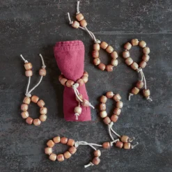 2063 ENSEMBLE CREATION Ustensiles-Ensemble de 6 rond de serviettes - Perle Bois