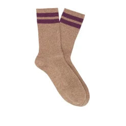 Femme Escuyer Chaussettes|Chaussettes-- Chaussettes Rayées - Beige