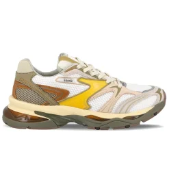 Femme Etonic Baskets-- Baskets Kendari Leaf - Blanc & Moutarde