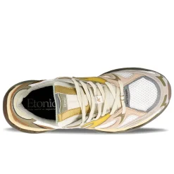 Femme Etonic Baskets-- Baskets Kendari Leaf - Blanc & Moutarde