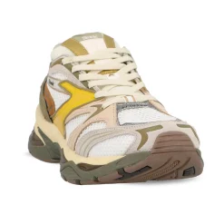 Femme Etonic Baskets-- Baskets Kendari Leaf - Blanc & Moutarde